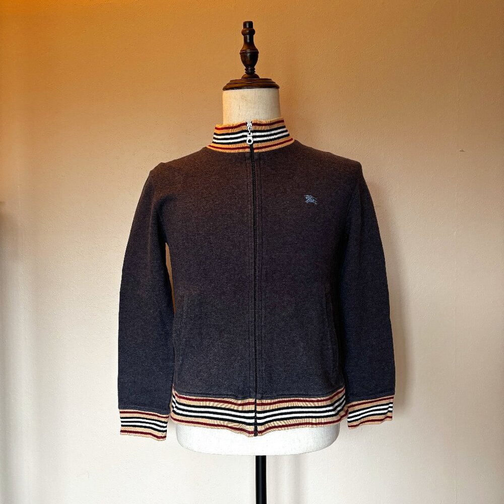 Burberry Women's Grey Striped Zip-Up Jacket – Size S